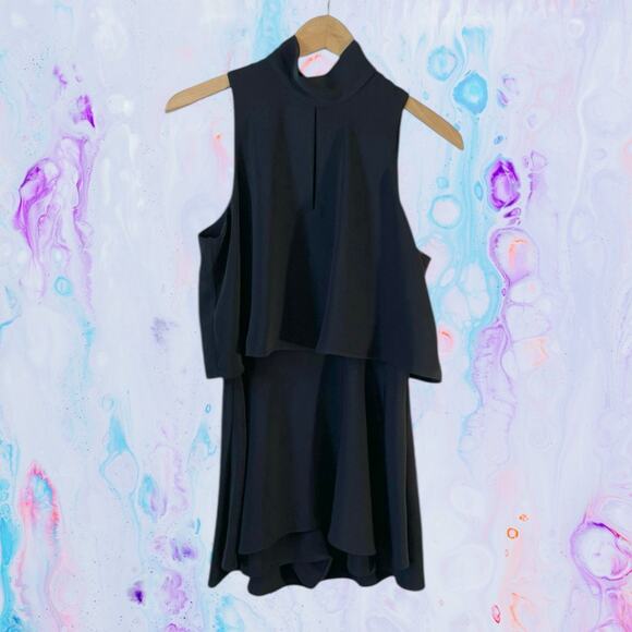 RIVER ISLAND Womens Keyhole High Neck Sleeveless Romper Black S 4-6 Boho Party - Picture 13 of 13